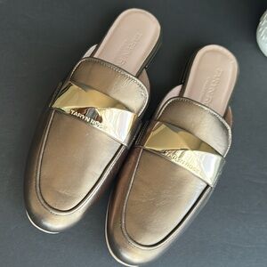 Taryn Rose Shiny Bronze Flats